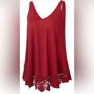 XiaoMqAnJi red tank top w/ lace trim, size 1X like new, worn a couple of times.
